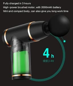 Elektrische Massage Gun - Spier Stimulator - Spierontspanning Na Sport - 8 Versnellingen 4 Koppen - 14 oz Gewicht - Zwart — thumbnail 4