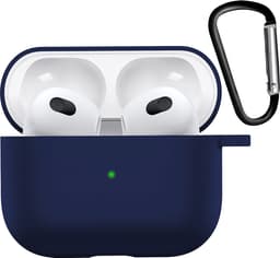 Hoesje - Geschikt voor Apple AirPods 3 - met Clip - Siliconen Hoes - Silicone Case Cover - Marineblauw — thumbnail 1
