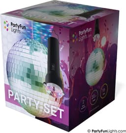 PartyFunLights - Roterende Spiegelbol Partyset met Multi-Color LED - inclusief motor - 20cm spiegelbol - 8 lichtpunten — thumbnail 4