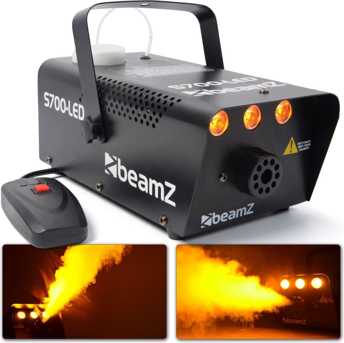 Rookmachine met Vlam effect en Rookvloeistof - BeamZ S700 - 700 Watt - Ophangbeugel — afbeelding 1