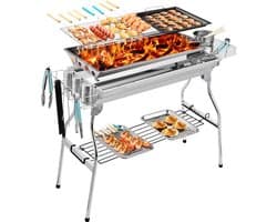 Barbecue En Frituren Dual-Purpose Barbecuegrill | Draagbare Houtskoolgrill Voor Buiten | Geschikt Voor 5-10 Personen Wandelen Picknick Kamperen Barbecuefeest