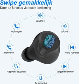Nubex® Sport Go - Volledig Draadloze Oordopjes – Zweet- en regenbestendig - EXTRA BASS - USB-C - Touch - Sport oortjes - Bluetooth - Blijven altijd zitten - Zwart — thumbnail 2