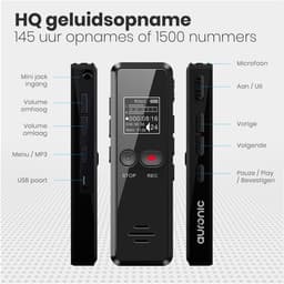 Auronic Digitale Voice Recorder - Dictafoon - 8GB Opslag - Ruisonderdrukking - USB Oplaadbaar - Afluisterapparatuur - Zwart — thumbnail 3