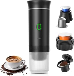 Amolass - Draagbare Koffiemachine Cups - Espressomachine - Koffiezetapparaat - Gemalen Bonen - Zwart - 24.5x8.3cm - Voor Onderweg — thumbnail 1