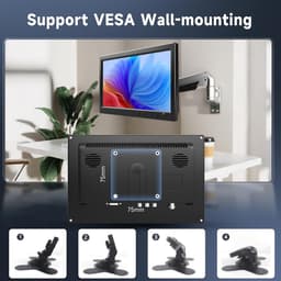 Draagbare 10.1 Inch LCD Monitor met HDMI, VGA en BNC - Voor CCT, Gaming en Auto — thumbnail 5