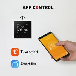Slimme programmeerbare wifi-thermostaat voor ketelverwarming touchscreen zwart met Tuya APP & Smart Life - Beok TDR89B-WIFI-WPB — thumbnail 3