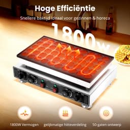 ElevateCommerce - Poffertjesmaker Elektrisch – Poffertjespan 50 stuks – Anti-aanbak – Instelbare Temperatuur – Professionele Mini Dutch Pancake Machine — thumbnail 4
