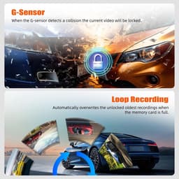 Dashcam Auto, 2K WiFi met App Controle, Dashcam Voorkant Binnenkant , Ingebouwd Display 1.5 inch, Dashcam Ondersteunt Parkeer Bewaking, G-Sensor, Lus Opname, Loop Recording — thumbnail 2