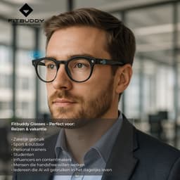 Fitbuddy AI Smart Glasses – Slimme Bluetooth Zonnebril met AI Beeldherkenning, Vertaalfunctie, Speakers & Microfoon – Touchbediening – iOS/Android – Zwart — thumbnail 3