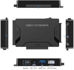 USB 3.0 naar SATA en IDE-adapter met stroomschakelaar voor harde schijven — thumbnail 2