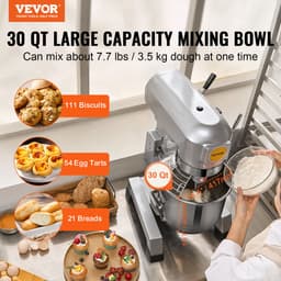 VEVOR Keukenmachine Standmixer 1100w Kneedmachine 28,5l Deegmixer Mixer Brood — thumbnail 4
