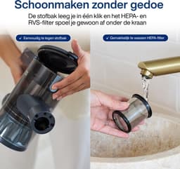 Steelstofzuiger Draadloos CleanDetect Lite 200W - Draadloze stofzuiger - 22kPa zuigkracht - 2 Opzetstukken - Zonder zak op accu - Samako — thumbnail 4