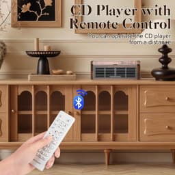 Retro CD Speler - Bluetooth Speaker - Meerdere afspeelmodi - Met Draadloze Verbinding & Afstandsbediening - Bruin - AUX & FM Radio - Voor Huis & Slaapkamer — thumbnail 4