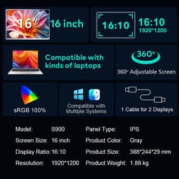 Tri Screen Laptop S900 - 16 Inch Extender — thumbnail 3