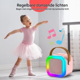 Vitdipy - Karaoke Set - Karaokemachine voor Kinderen - Met Bluetooth Speaker en Draadloze Microfoon - Mini Draagbare Bluetooth Luidspreker - Roze — thumbnail 2
