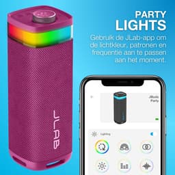 JLab Jbuds Bluetooth Speaker Draadloos - Draagbare Muziekbox - 12 uur Batterijduur - 30 Watt - Bass Boost - IPX6 Waterproof - Multipairing - Instelbare Party Lights - App Equalizer - Roze — thumbnail 3