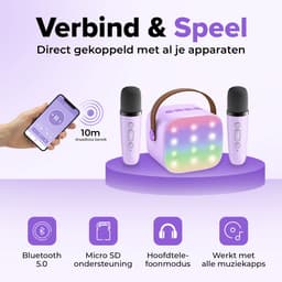 Funlab Karaoke Set met Speaker en 2 Microfoons - Voor Kinderen en Volwassenen - Draagbaar - Karaoke Machine — thumbnail 2