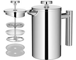 Koffiemaker French Press 0,65 liter - Dubbelwandige Roestvrijstalen Koffiebereider voor 3 Kopjes - Thermo Koffiepers