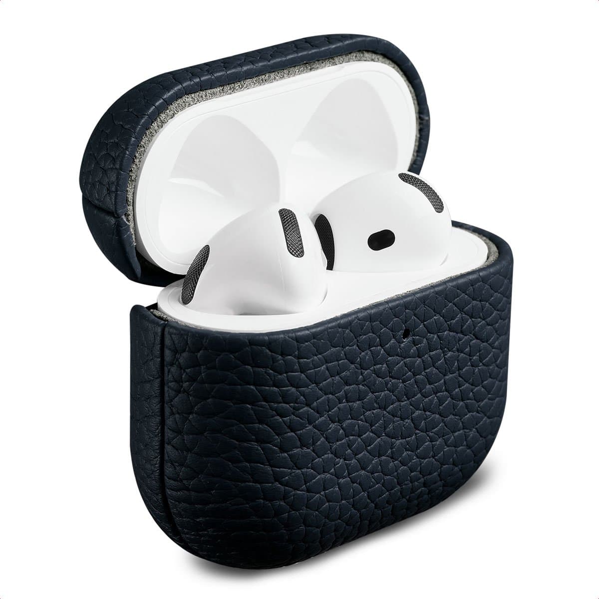 Accezz Echt Leren Case - Hoesje geschikt voor AirPods 4 / 4 met ANC / 5 / 5 met draadloze oplaadcase - Donkerblauw — afbeelding 1