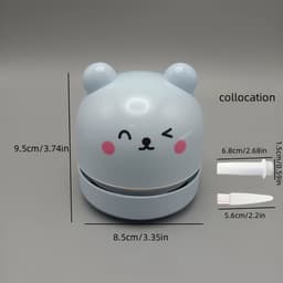 Bureaustofzuiger, USB-toetsenbordreiniger, draagbare potloodgum, gumrestenreiniger, sigarettenasreiniger, mini handstofzuiger - werkt op batterijen - gevoed door 2 AA-batterijen (batterijen en kabel niet inbegrepen) (Blauw) — thumbnail 1