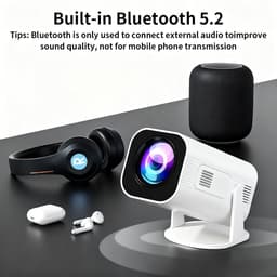 Namajunas - Beamer - Mini Beamer - Smart 1080P Full HD Projector - FULL HD (4K-Ondersteuning) - 200 ANSI - WiFi & Bluetooth - Ingebouwde Speakers - Draagbare Beamer Thuisbioscoop - Voor iOS en Android - Autofocus - Ondersteunt HDMI en USB-interfaces. — thumbnail 2