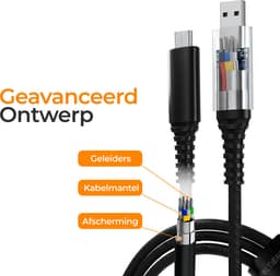 Voltière USB A naar Micro USB Kabel - PlayStation 4 oplaadkabel - 3 Meter — thumbnail 5