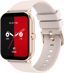 Belesy® KALMIA - Smartwatch Heren – Smartwatch Dames - Horloge – Stappenteller – Calorieën - Hartslag – Sporten - Je eigen foto als wijzerplaat - Kleurenscherm - Full Touch - Splitscreen– Goud – Silicone – Roze - Moederdag — thumbnail 1