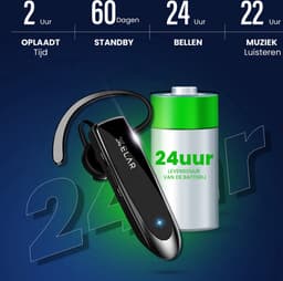 Draadloze Headset - Bluetooth 5.0 oortjes - Handsfree bellen - Oordopjes - 24 uur bellen - Noice Cancelling Microfoon - Zwart — thumbnail 3