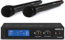 Draadloze microfoonset - Vonyx WM522 draadloze VHF microfoonset met 2 handmicrofoons — thumbnail 1