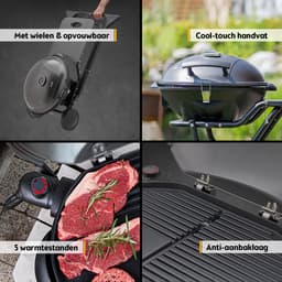 TZS First Austria Elektrische BBQ XXL - met Grillplaat - 2400 W - Grilloppervlak 44 x 33.5cm - Zwart — thumbnail 3
