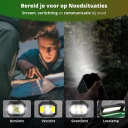 Nexvex® Pulse 1X Noodradio Powerbank 10000mAh - Solar Powerbank Zonneenergie - Noodpakket - Survival Kit Kamperen - Militaire Zaklamp LED Oplaadbaar - Draagbare Radio Wandelen - Leeslamp - Nood Kompas - Opwindbaar - Zonnepaneel - Noodrantsoen - Groen — thumbnail 5
