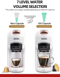 Rustive Koffiemachine 5 in 1 - Nespresso & Espressomachine - 19 Bar pompdruk - Half Gemalen Koffie - Warm & Koud - Wit — thumbnail 5