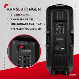 Speaker Bluetooth - Fenton FT212LED MK2 karaoke box met LED’s, accu en microfoons - Voor huisfeestjes — thumbnail 5