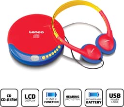 Lenco CD-021KIDS - Draagbare Discman voor Kinderen met Hoofdtelefoon en oplaadbare Batterijen — thumbnail 5