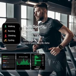 Fairweather Smartwatch Ultra – Heren & Dames – HD – Stappenteller – Slaapmeter – hartslagmeter – Geschikt voor iOS en Android - Zwart — thumbnail 4