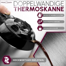 Koffiezetapparaat met timer en thermoskan - verse koffie in de ochtend - dubbelwandige thermoskan roestvrij staal PC KA 1191 — thumbnail 5