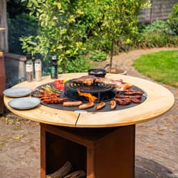 RJRoyal Living BBQ Plancha Grill Hermano XXL Cortenstaal - Met pook en houtopslag Ø80cm 8mm — thumbnail 4