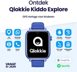 Qlokkie Kiddo Explore - GPS horloge kind - Smartwatch kinderen - GPS tracker kind met nauwkeurige locatiebepaling - GPS horloge kind met simkaart - Stel veilige zones in - SOS functie - Whatsapp - Blauw — thumbnail 2