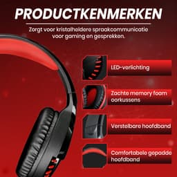 Spirit of Gamer Headset – Kinder Koptelefoon - Koptelefoon - Microfoon – Geschikt Voor Headset Nintendo Switch/PS5/PS4/Xbox Series X/S/Xbox One/Pc – Ruisonderdrukkende Microfoon – Verstelbare hoofdband – Helder geluid – Zwart/Rood — thumbnail 4