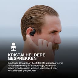 JLab Jbuds Open Sport Draadloze Oordopjes - Sport Oortjes Draadloos - Open Ear - 26 uur Batterijduur - IP55 Zweetbestendig - Multipoint - Zwart — thumbnail 5