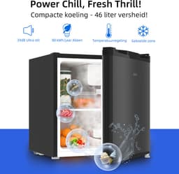 CHiQ CSD46D4D - Mini koelkast - Minibar - 46 Liter - Energieklasse D - 39 dB- Zwart - Mini Koelkasten - 12 jaar garantie op compressor — thumbnail 4