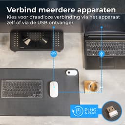 Nuvance Draadloze Muis LED - Bluetooth - Stil - Laptop & Gaming - Draadloos - Computermuis - Links & Rechtshandig - Wit — thumbnail 4
