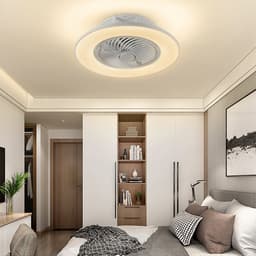 Aufun Hanglamp Met Ventilator, Plafondventilatorlamp, Led Hanglamp, Dimbaar, 3-Standen Verlichting, Moderne Stille Ventilatorlamp, Met Afstandsbediening, Diameter 560 Cm, Wit — thumbnail 4