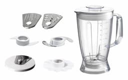 Heinner Multifunctionele Foodprocessor – 750 W – Mengkom 1,2 L – Blender 1,8 L – 2 Snelheden en Pulsstand – Hakken, Kneden, Snijden, Raspen en Emulgeren – Wit/Bordeauxrood — thumbnail 2