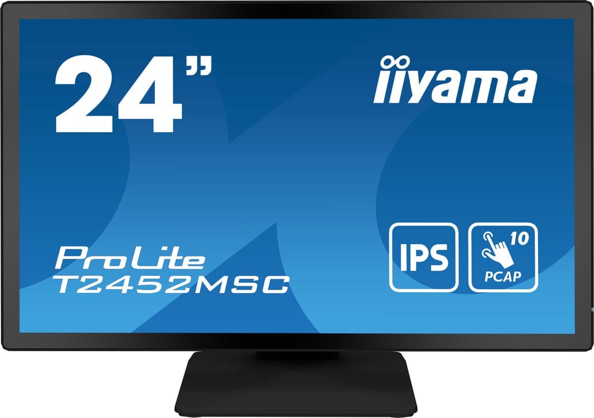 Iiyama Prolite T2452MSC-B1 - LED-monitor, IPS Full HD Monitor - 23.8 Inch - Luidsprekers - Touchscreen - Zwart — afbeelding 1