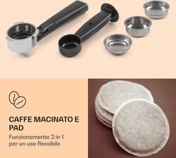 Espressomachine met 1350 Watt en 1.8L Watertank - Koffiemaker voor Espresso, Cappuccino en Latte Macchiato — thumbnail 4