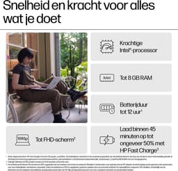 HP Chromebook x360 14b-cd0930nd Intel® Core™ i3 i3-N305 35,6 cm (14") Touchscreen Full HD 8 GB LPDDR5-SDRAM 256 GB eUFS Wi-Fi 6 (802.11ax) ChromeOS Zilver QWERTY — thumbnail 3