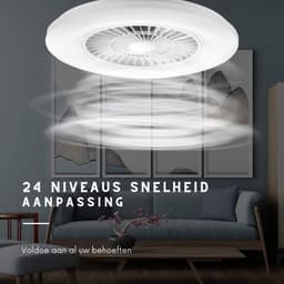 Plafondventilator Met Verlichting - Smart Lamp Met Afstandsbediening – Plafonniere Keuken Lamp Met 6 Ventilatiesnelheden - Woonkamerlamp – Plafond Ventilator Lamp Met Timer - 6000 lm - Wit — thumbnail 5