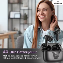 Soundvibe® - Earbuds Pro Zwart- Draadloos Met Noice Cancelling - Bluetooth Oordopjes - Noice Cancelling Hoofdtelefoon - Draadloze Oordopjes - Earbuds USB C - Wireless Earphones - Oortjes Draadloos — thumbnail 5