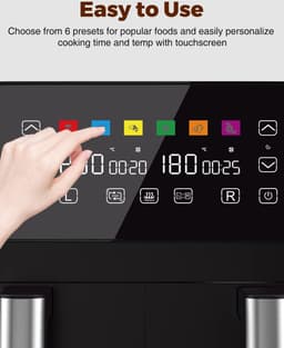 Equivera Dubbele Airfryer - Dubbele Mand - Dual Cook - Heteluchtfriteuse - Verschillende Programma's - Dual Zone - Mega — thumbnail 4